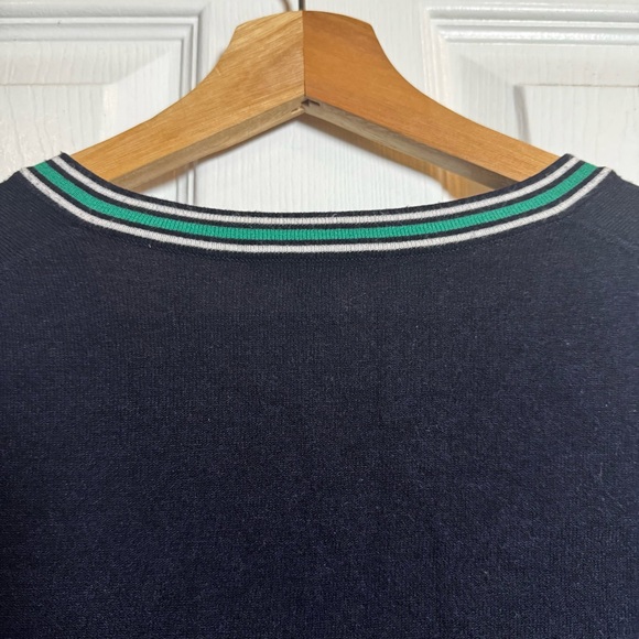 Brooks Brothers Navy Green V-Neck Sweater Pullover Athletic Stripe Size Large - Picture 11 of 11